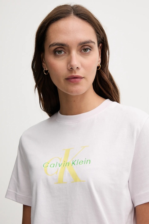 Calvin Klein Jeans t-shirt bawełniany damski kolor różowy LV047B865G - zdjęcie produktu nr 2
