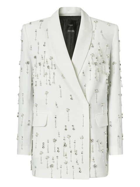 PINKO crystal-embellished double-breasted jacket - White - zdjęcie produktu nr 1