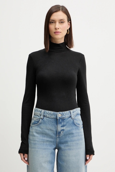 Guess sweter ANITA damski kolor czarny lekki z półgolfem W4BP14 KCGM2 - zdjęcie produktu nr 1