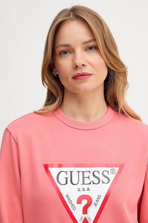 Guess bluza damska kolor różowy z nadrukiem W2YQ16 KBA11 - zdjęcie produktu nr 2