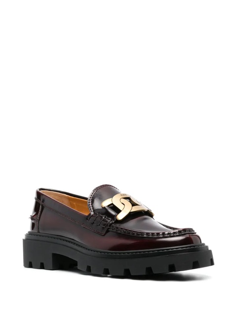 Tod's logo-plaque leather loafers - Red - zdjęcie produktu nr 2