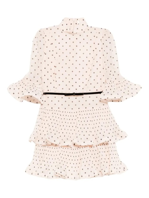 ZIMMERMANN pleated polka dot mini dress - Neutrals - zdjęcie produktu nr 1