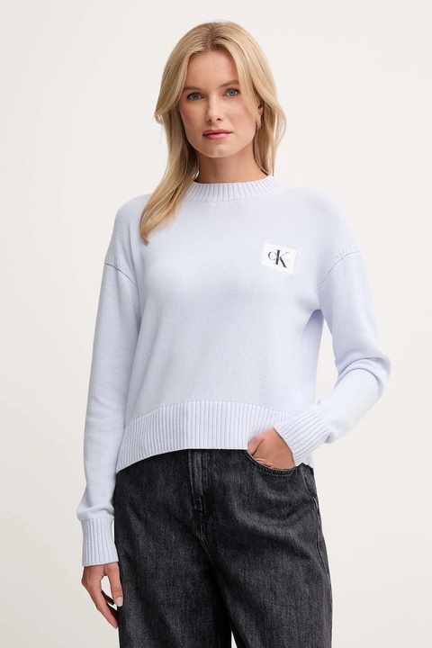 Calvin Klein Jeans sweter bawełniany damski kolor niebieski LV047D351G - zdjęcie produktu nr 1