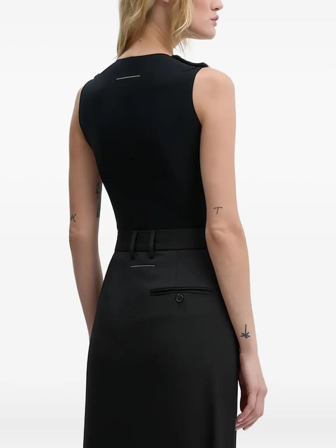 MM6 Maison Margiela logo-patch sleeveless top - Black - zdjęcie produktu nr 2