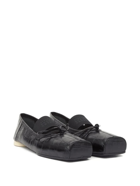 MM6 Maison Margiela crocodile-embossed ballet flats - Black - zdjęcie produktu nr 2