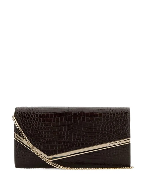 Jimmy Choo Emmie crocodile-effect chain clutch bag - Brown - zdjęcie produktu nr 2