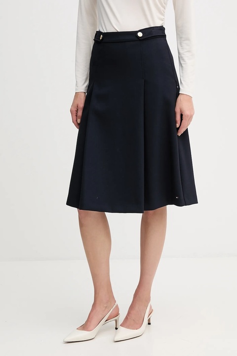 Tommy Hilfiger spódnica kolor granatowy midi rozkloszowana WW0WW48263 - zdjęcie produktu nr 1