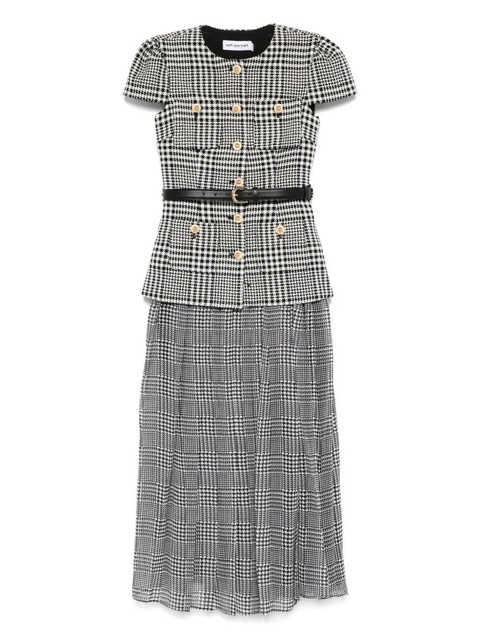 Self-Portrait Houndstooth midi dress - Black - zdjęcie produktu nr 1