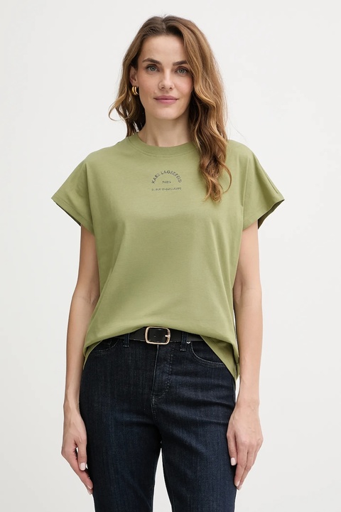 Karl Lagerfeld t-shirt bawełniany damski kolor zielony B1W17032 - zdjęcie produktu nr 1