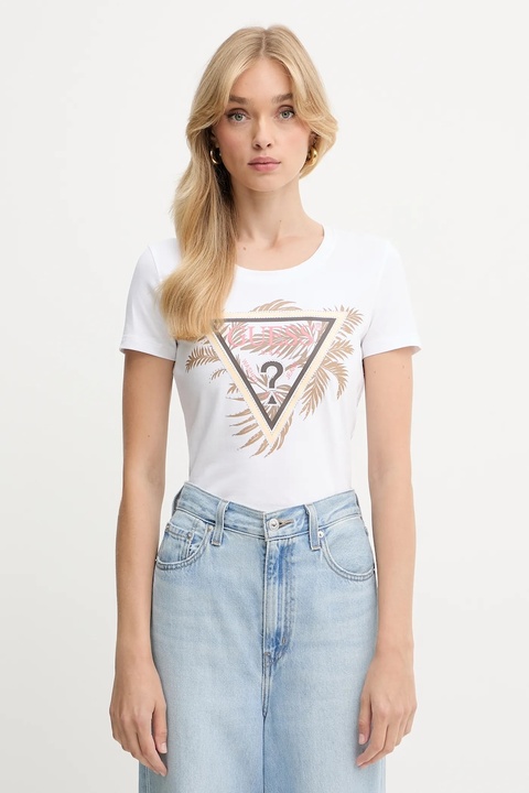 Guess t-shirt damski kolor biały W5YI13 J1314 - zdjęcie produktu nr 1