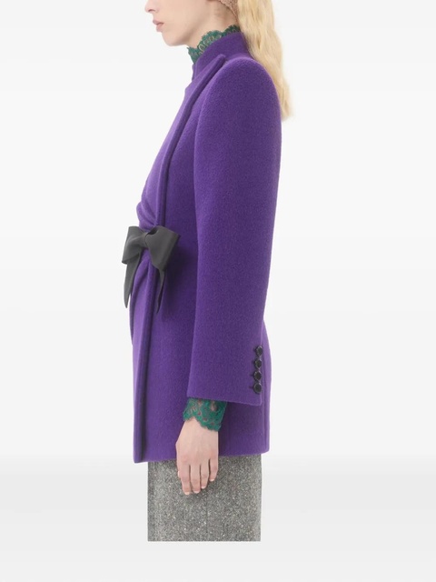 Valentino Garavani bow-detail velour peacoat - Purple - zdjęcie produktu nr 1