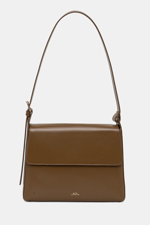 A.P.C. torebka skórzana sac virginie flap kolor brązowy PXBRU.F61924 - zdjęcie produktu nr 1