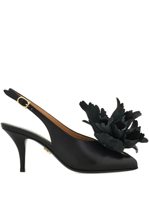 Ferragamo 70mm flower-embellished slingback pumps - Black - zdjęcie produktu nr 1
