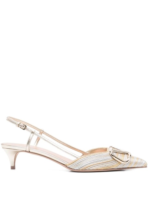 Valentino Garavani 40mm VLogo Signature-plaque pumps - SILVER - zdjęcie produktu nr 1