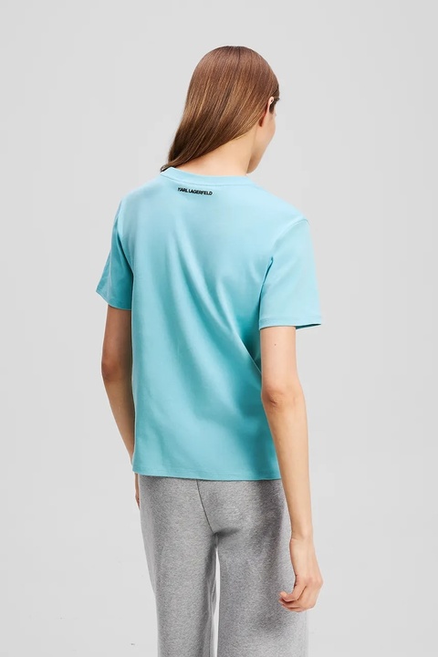 Karl Lagerfeld t-shirt bawełniany damski kolor niebieski A3W17077 - zdjęcie produktu nr 2