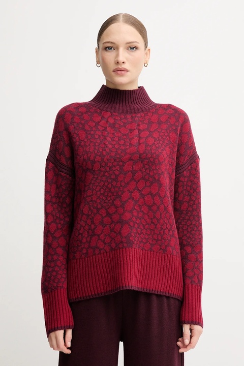 Marc Aurel sweter z dodatkiem wełny damski kolor czerwony ciepły z półgolfem 8026-8000-82046 - zdjęcie produktu nr 1