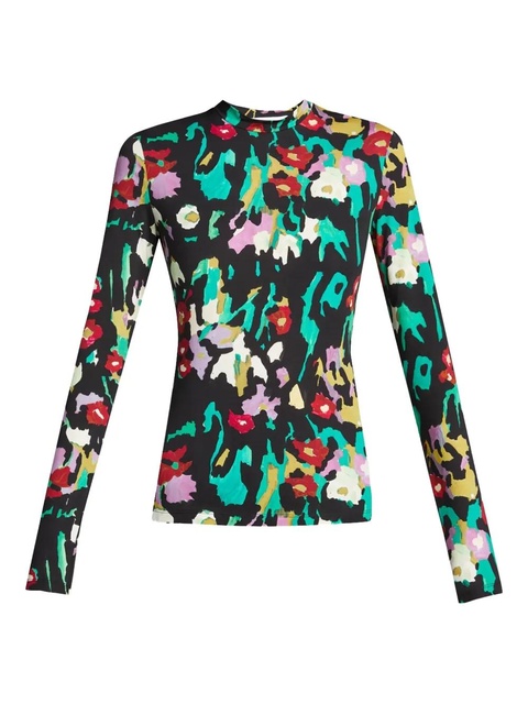 Proenza Schouler painted floral turtleneck top - Black - zdjęcie produktu nr 1