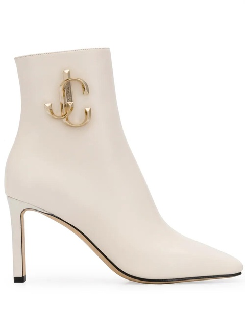 Jimmy Choo logo plaque booties - White - zdjęcie produktu nr 1