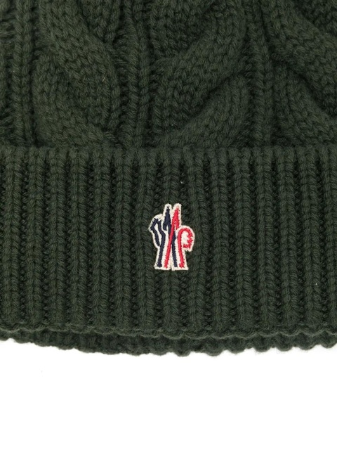 Moncler Grenoble pompom-detail beanie hat - Green - zdjęcie produktu nr 2