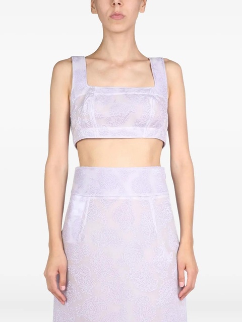 Jil Sander square-neck paisley-pattern top - Purple - zdjęcie produktu nr 2