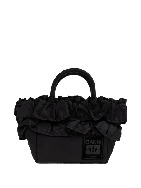 GANNI ruffle-detail tote bag - Black - zdjęcie produktu nr 1