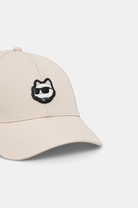 Karl Lagerfeld czapka z daszkiem bawełniana kolor beżowy z aplikacją A2W33060 - zdjęcie produktu nr 1