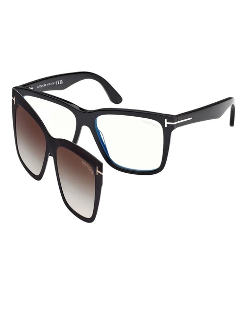 TOM FORD Eyewear square-frame clip-on glasses - Black - zdjęcie produktu nr 2