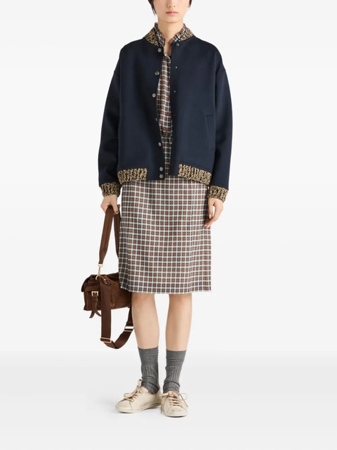 Prada knit-trimmed wool bomber jacket - Blue - zdjęcie produktu nr 1
