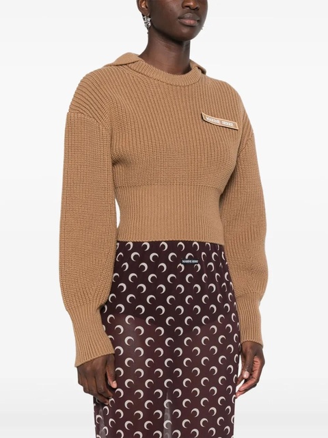 Marine Serre Half Cardigan Knit Sailor sweater - Brown - zdjęcie produktu nr 2