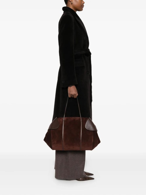 NEOUS leather-trimmed suede shoulder bag - Brown - zdjęcie produktu nr 1