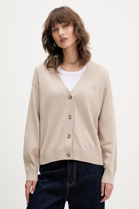 Guess Jeans kardigan z domieszką wełny kolor beżowy lekki W4BR16 Z3HO2 - zdjęcie produktu nr 1