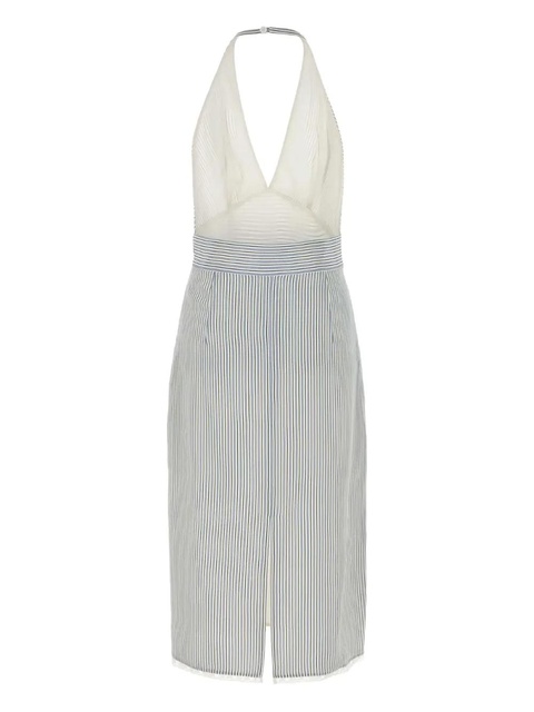 Miu Miu striped halterneck midi dress - White - zdjęcie produktu nr 1