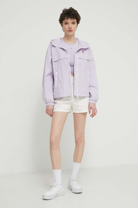 Tommy Jeans szorty damskie kolor beżowy gładkie high waist DW0DW17775 - zdjęcie produktu nr 2