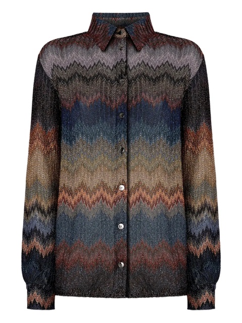 Missoni chevron-pattern metallic shirt - Brown - zdjęcie produktu nr 1