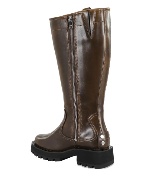 GANNI buckle-detail leather boots - Brown - zdjęcie produktu nr 2