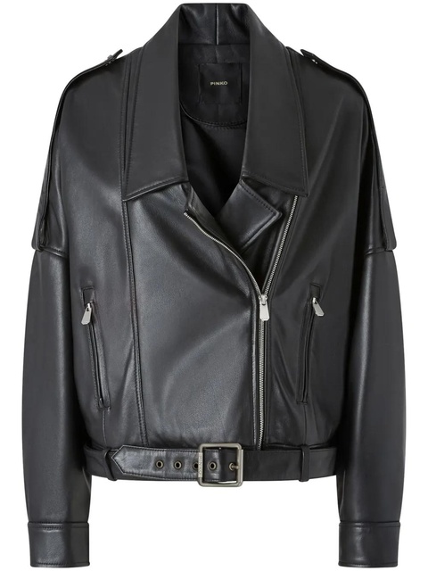 PINKO drop-shoulder biker jacket - Black - zdjęcie produktu nr 2
