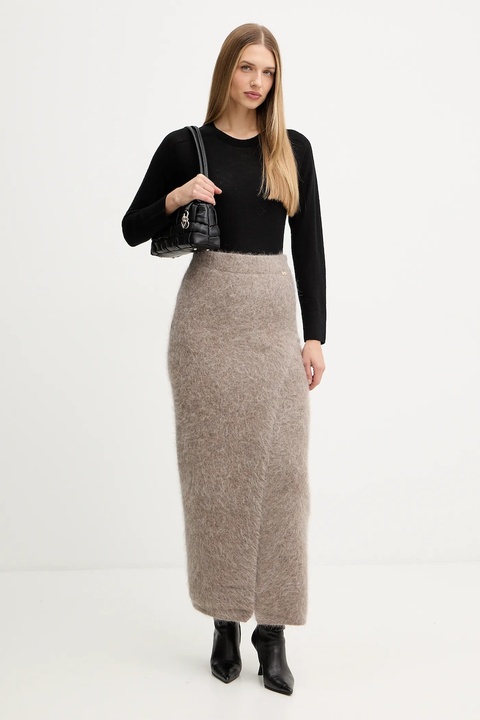 Marciano Guess spódnica z dodatkiem wełny AGNES kolor beżowy maxi ołówkowa 5BGD02 5794Z - zdjęcie produktu nr 1