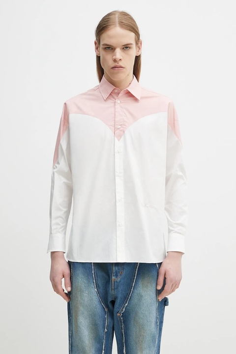 Fiorucci koszula bawełniana Embroidered Heart Relaxed Fit kolor biały regular z kołnierzykiem klasycznym U02SPTLO055CO02PN02 - zdjęcie produktu nr 1