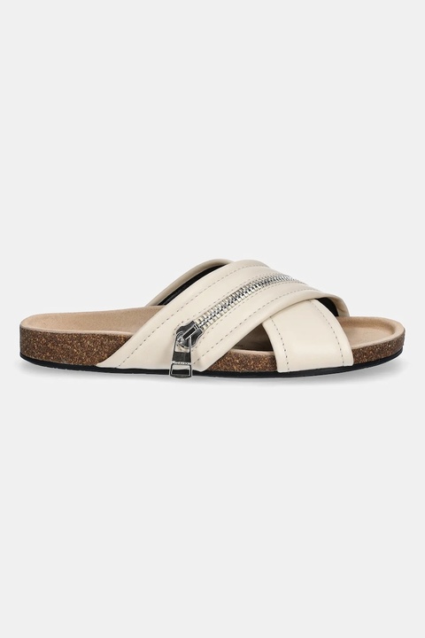 JW Anderson klapki skórzane Biker Loafer damskie kolor beżowy SN0107 LA0268 002 - zdjęcie produktu nr 2