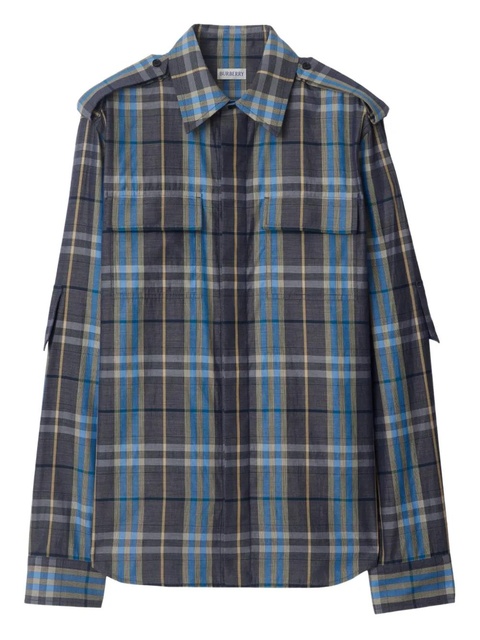 Burberry checked cotton shirt - Blue - zdjęcie produktu nr 1