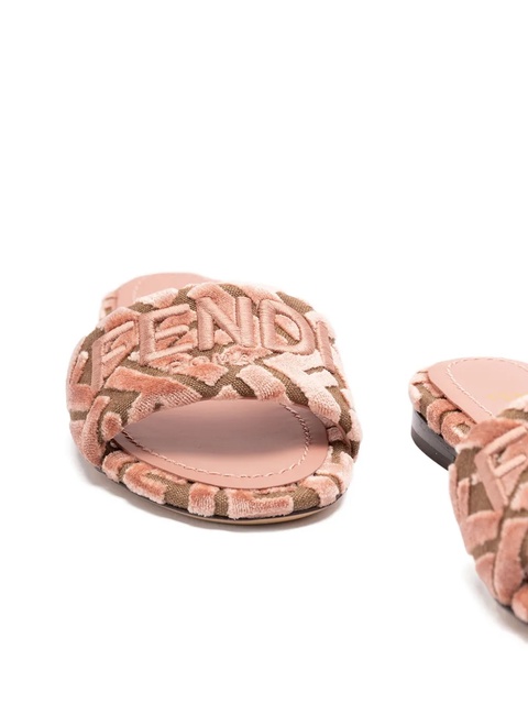 FENDI logo-motif velvet sandals - Pink - zdjęcie produktu nr 2