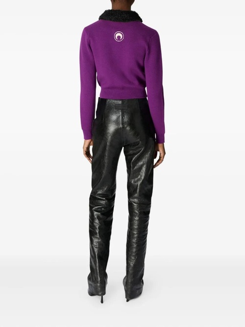 Marine Serre wool cropped cardigan - Purple - zdjęcie produktu nr 2
