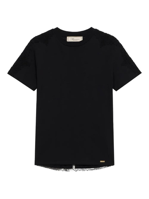 Blumarine lace-trim T-shirt - Black - zdjęcie produktu nr 1