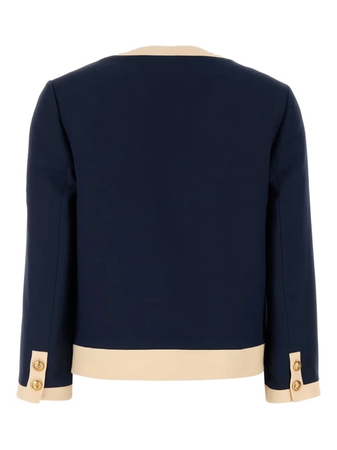 Valentino Garavani V-neck monogram-detail blazer - Blue - zdjęcie produktu nr 2