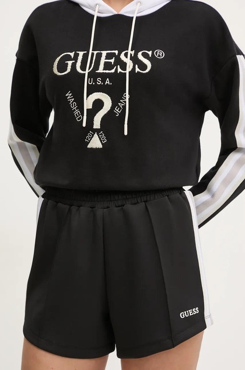 Guess szorty YARROW damskie kolor czarny z aplikacją high waist V5GD14 KCRU2 - zdjęcie produktu nr 1