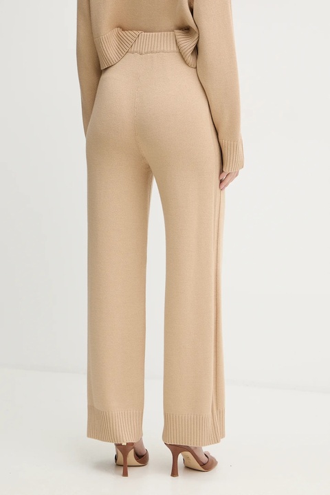 Armani Exchange spodnie z dodatkiem wełny damskie kolor zielony proste high waist XW000769 AF13774 - zdjęcie produktu nr 2