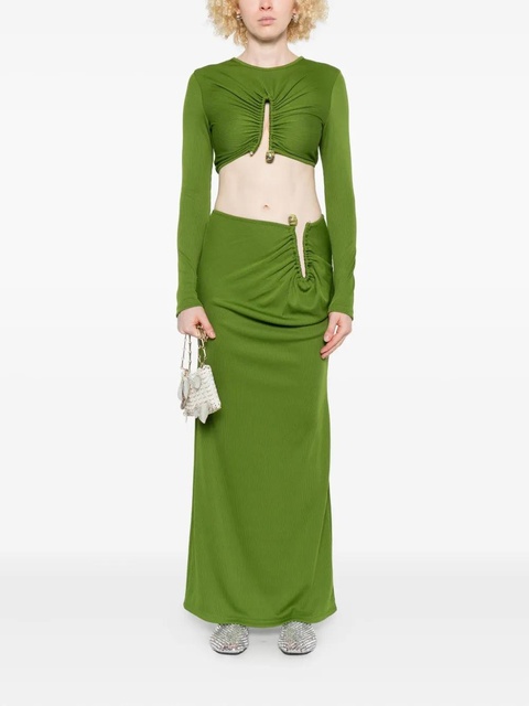 Christopher Esber ribbed gathered-effect skirt - Green - zdjęcie produktu nr 2