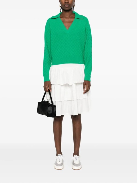 SANDRO textured V-neck sweater - Green - zdjęcie produktu nr 2