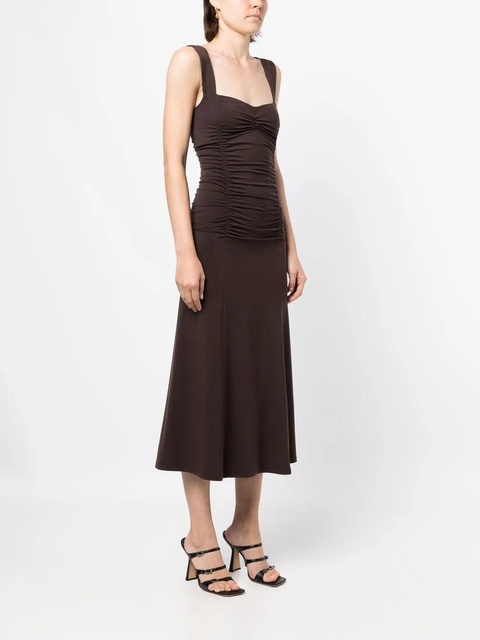 Reformation Suvi ruched midi dress - Brown - zdjęcie produktu nr 1