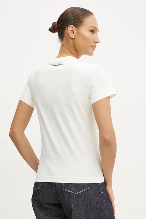 Karl Lagerfeld t-shirt bawełniany damski kolor beżowy A1W17129 - zdjęcie produktu nr 2